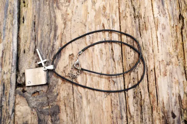 leather cross necklace from Holy Land