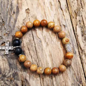 Jasper and onix cross bracelet from Holy Land