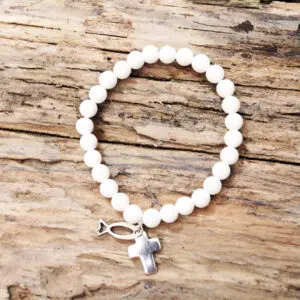 Opal cross and fish bracelet from Holy Land