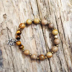 Jasper and tiger eye star David bracelet from Holy Land